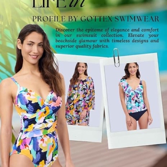 Profile By Gottex Women's Standard Holi Surplice 1 Piece Bathing Suit,Multicolor - Picture 6 of 10